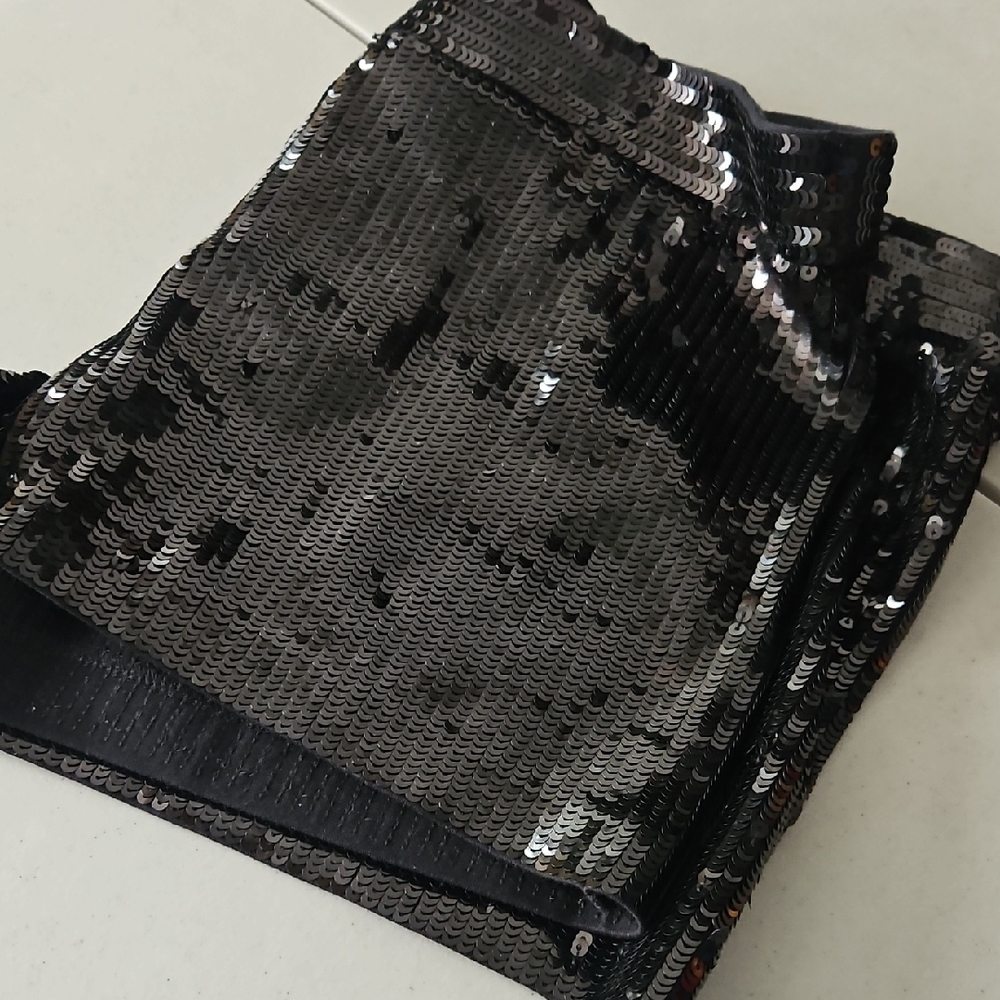 Express Women's Black Sequin High Waist Shorts - Picture 7 of 12